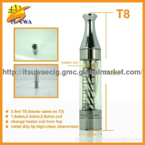 most popular e cigarette tank with high quality t8 clearomizr